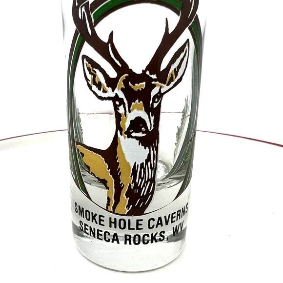 Smoke Hole Cavern Other - Smoke Hole Caverns Seneca Rock WV Souvenir Shot Glass White Tail Deer Antlers